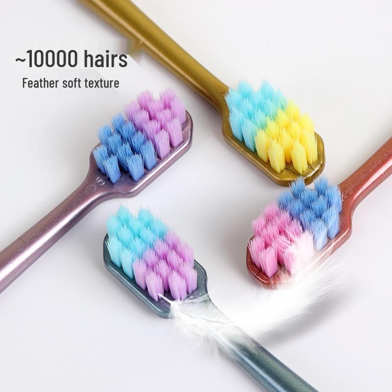 Premium Soft Bristle Toothbrush Set for Adults - Wide Head & Gum Protection, Family Pack