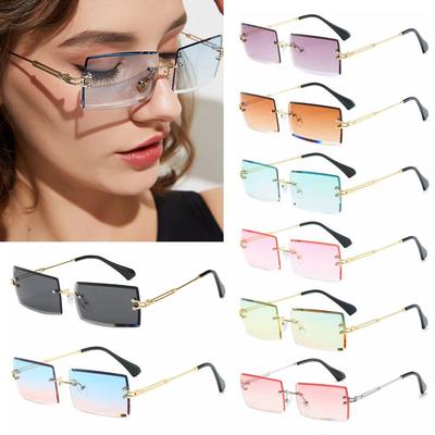 Trendy Summer Eyewear Rimless Shades Square Sunglasses Fashion Sunglasses Rectangle Sun Glasses