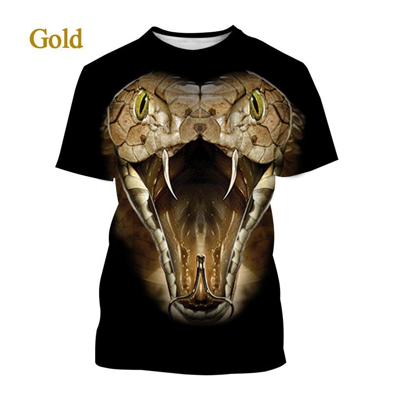 Summer Fashion 3D Printed Snake Shaped T-shirt for Men's Street Top Cool Casual Round Neck Short Sleeve T-shirts