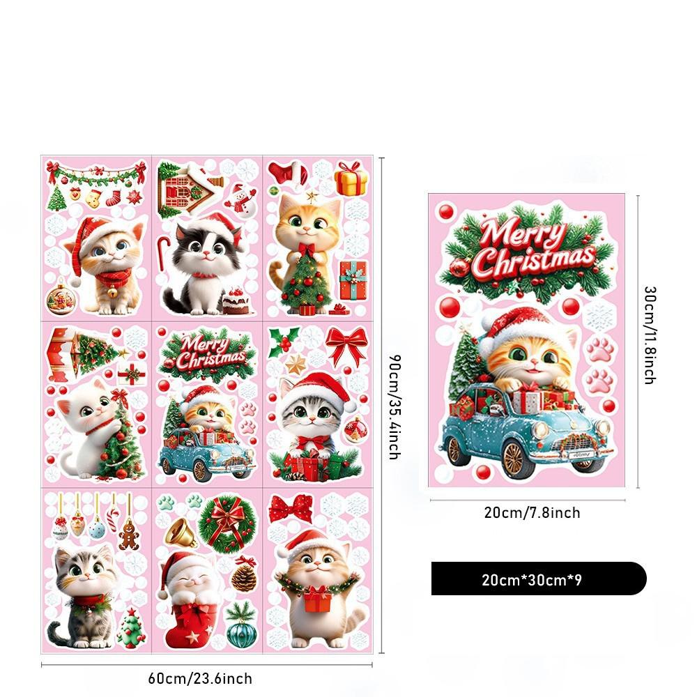 

Креативні різдвяні наклейки на вікна 3D статична плівка Дід Мороз Подарункова коробка Сніжинка Домашній декор Святкові скляні наклейки для свята as pic