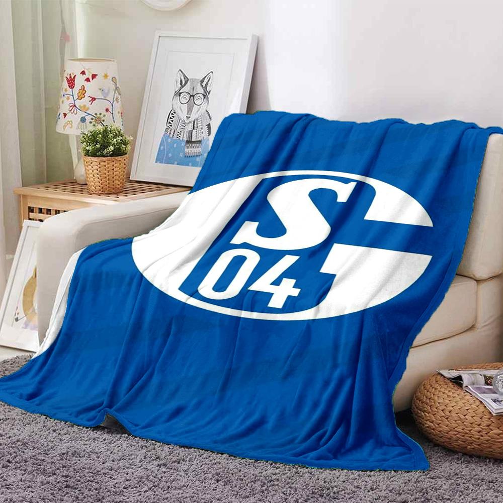 FC Schalke 04 Club Logo Flannel Throw Blanket, Soft Warm Sofa Bed Cover, Soccer Fan Home Decor Gift for Living Room Bedroom