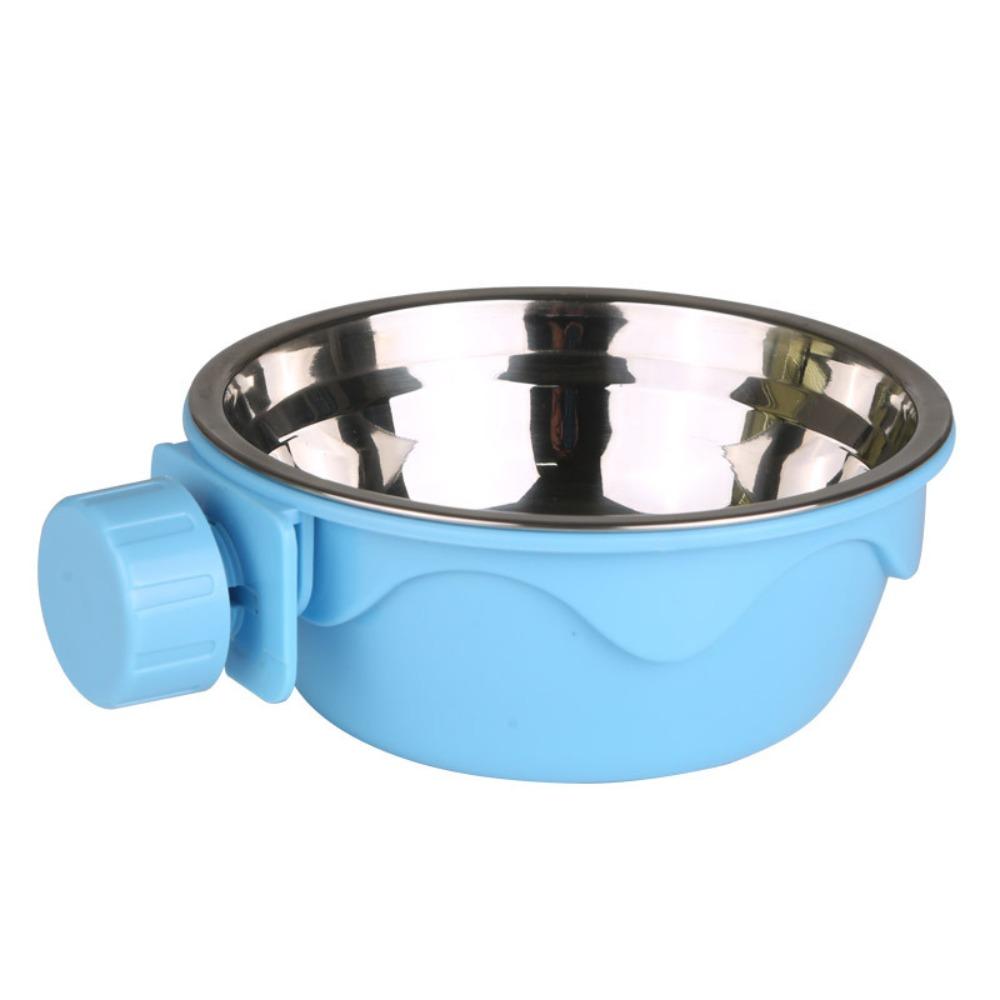 Non Tip Over Cage Mounted Cat Feeder Stainless Steel Cat Food Water Dish  Dog Feeding