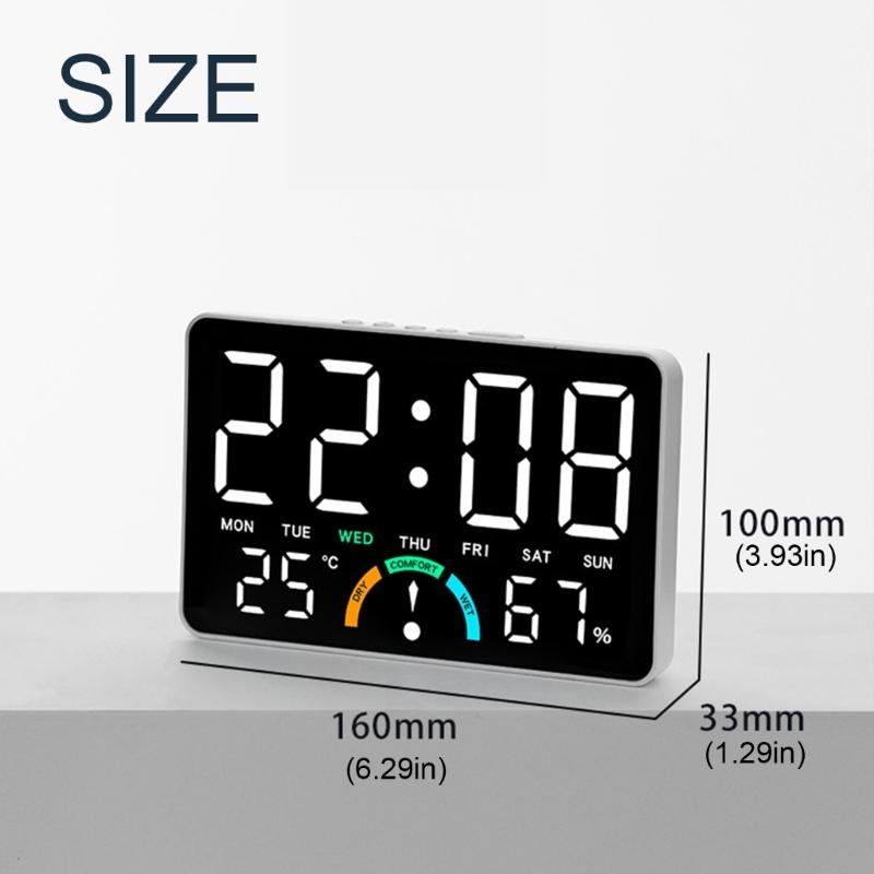 Modern Minimalists Design Electronic Clock Large Screen Display Indoor Thermometers Hygrometer Wall Mountable Tabletop