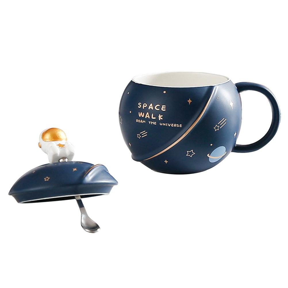 1Set Creative Astronaut Cup Ceramic Beverage Mug Unique Planet Design Stable Bottom Heat Insulated Coffee Water Cup for Home Use