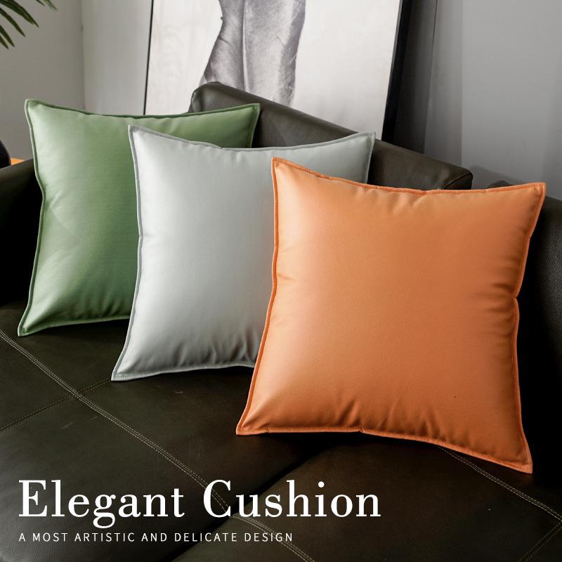 Luxury Retro Faux Leather Pillow Cover with Lychee Pattern - Soft Headboard, Office Cushion, Sofa Throw.