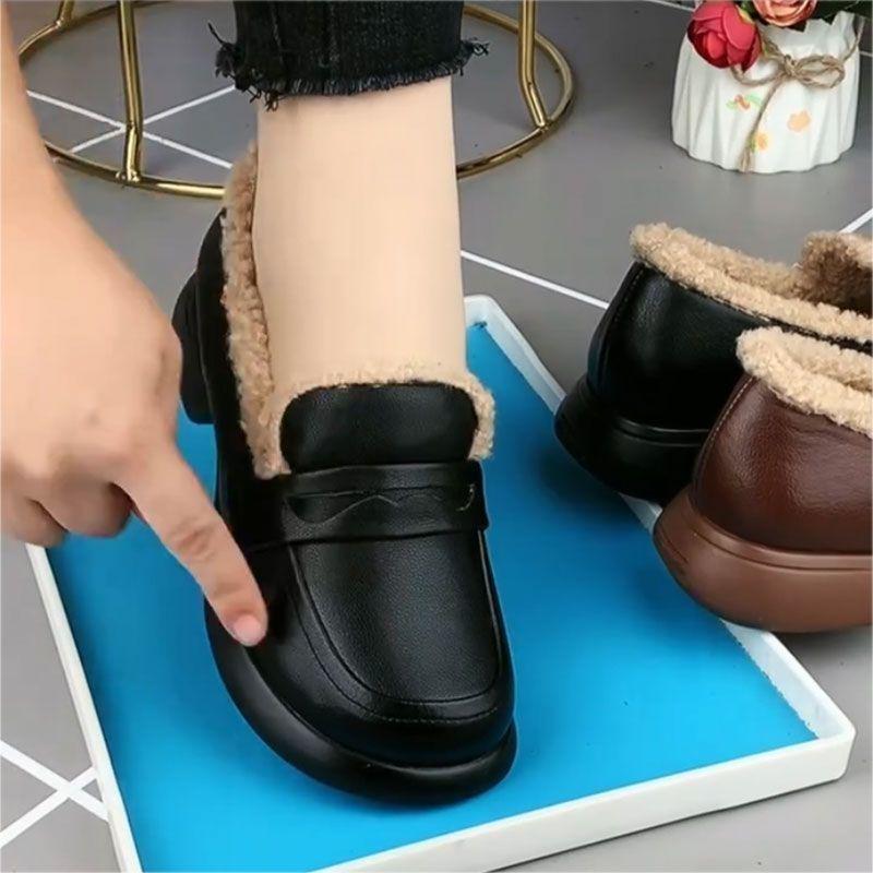 Women's Genuine Leather Fleece-Lined Loafers - 2025 Autumn/Winter Fashion