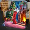 Christmas Stockings and Festive Decor Pattern Blanket Flannel Material Soft Warm for All Seasons Home Outdoor Camping Picnics RV