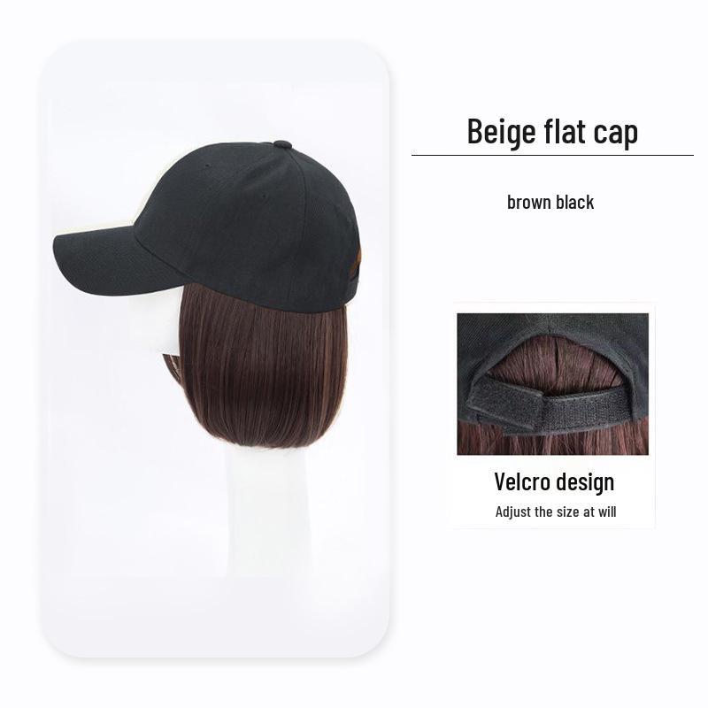 Bob Wig Cap: Women's Versatile Short-Style Synthetic Hair Baseball Cap for Full Gray Hair Coverage.