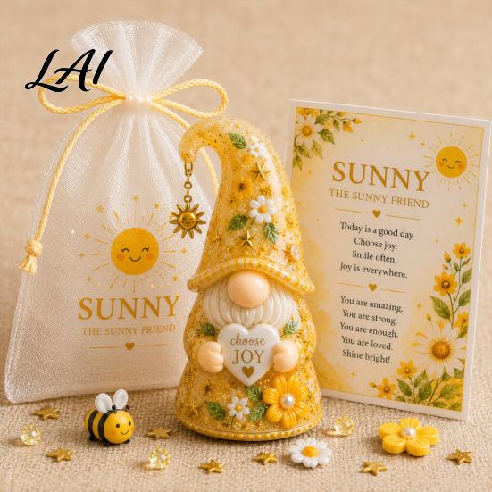 Gnom-Ornament Emotionale Stützfigur mit Karte und Aufmunterungsgeschenk für Sie Mullbeutel Positive Energie Frauen Dekoration