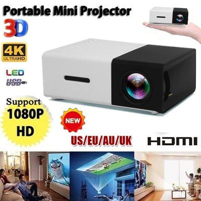 HD 1080P Mini-Videoprojektor, LED-Heimkino-Projektor, unterstützt Smartphones, Laptops und AV-, USB-, SD-Karten- und HDMI-Schnittstellen für Heimunterhaltung
