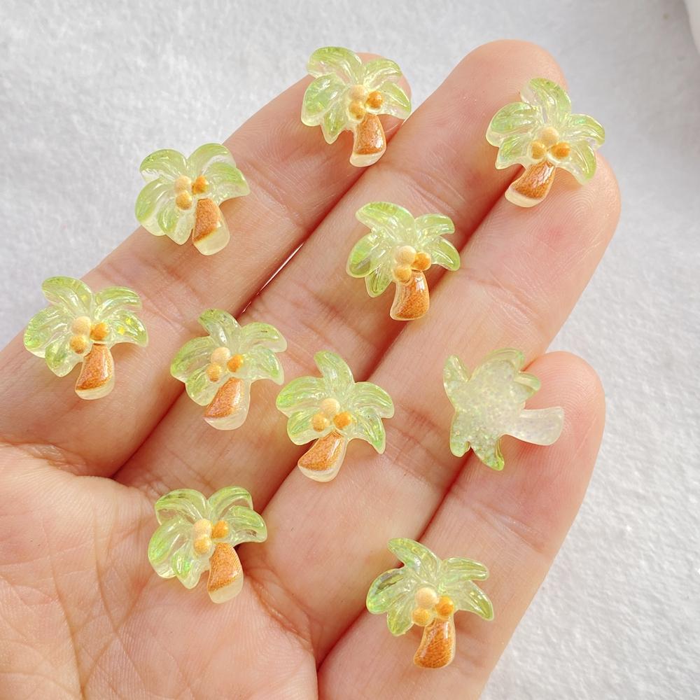 30Pcs New Mixed Nail Art Resin Coconut Tree Designer Charms Rhinestones DIY Craft For Nail 3D Decorations