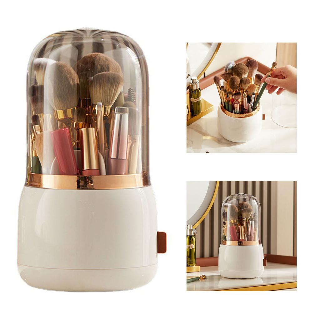 Makeup Brush Holder Multifunctional Brush Organizer Home Rotating Dustproof Cosmetic Make Up