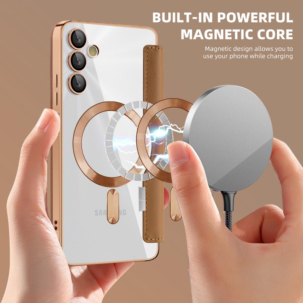 For Samsung Galaxy A05s 4G Case Card Slots Anti-Drop Leather Phone Cover Compatible with MagSafe