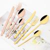 16Pcs Rose Gold Dinnerware Set Knife Fork Coffee Tea Spoon Cutlery Set Stainless Steel Tableware Western Home Kitchen Flatware