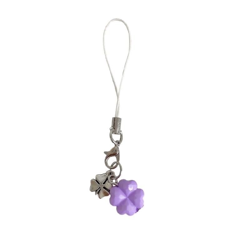 

Многоцелевой брелок-талисман на удачу Дизайн с четырехлистниками Подвесное украшение для телефона Для аксессуаров телефона Подарки фиолетовый