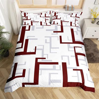 Moderne Geometrische Bettbezug 3D Abstrakte Linien Bettwäsche Set Mikrofaser Gitter Karo Bettdeckenbezug Einzel Doppel Twin King Size