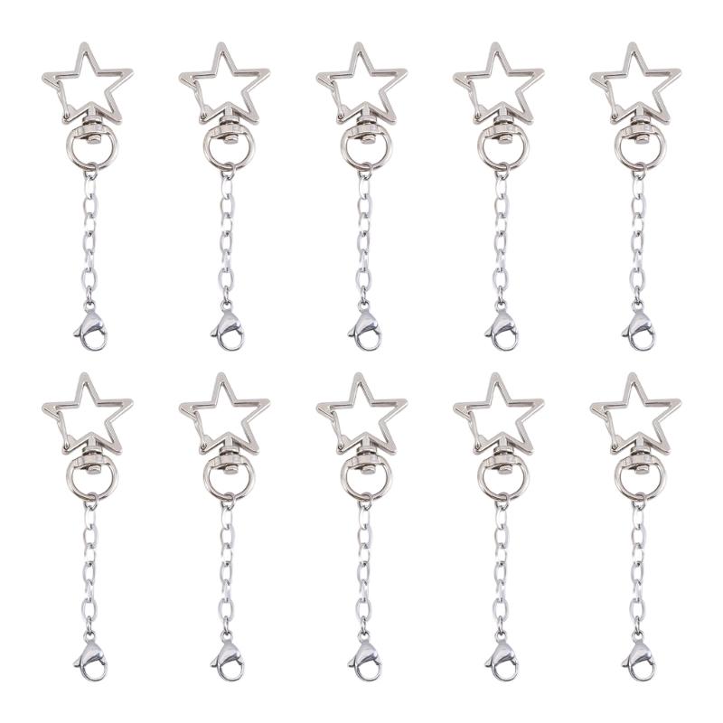 Electroplated Alloy Star Keychain Charm with Removable Chain Keyring Pendant with Jump Rings for Key Chain