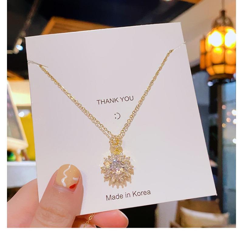 Women Light Luxury Full Diamond Zircon Flower Fashion Clavicle Necklace