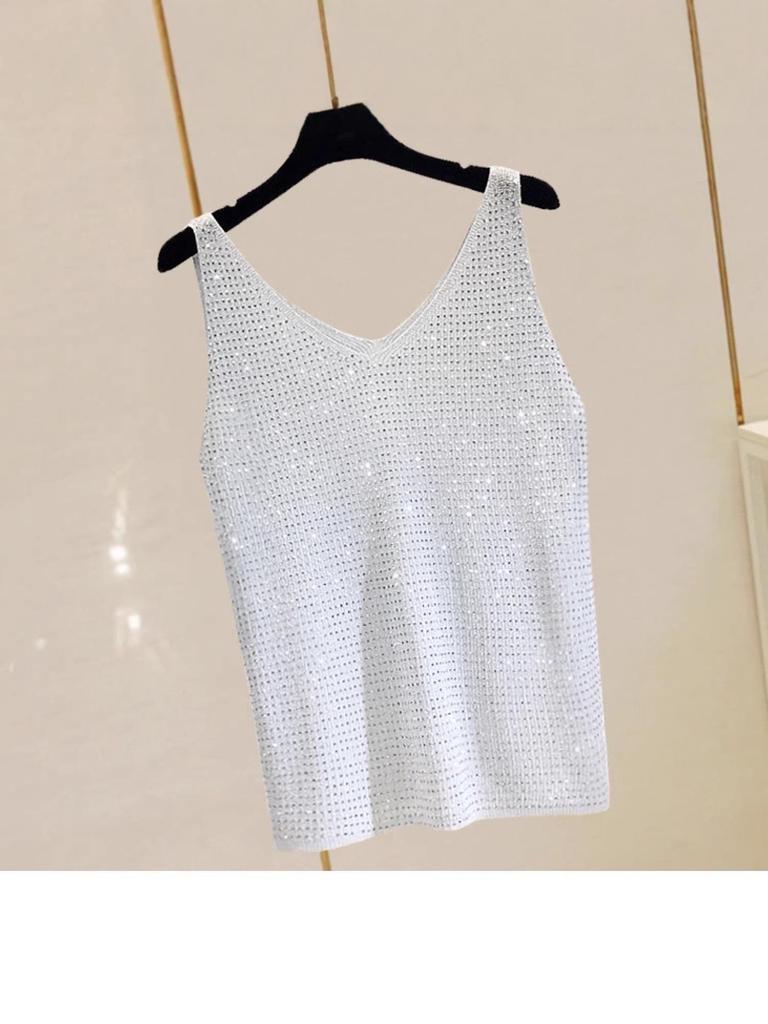 Korean Style Ice Silk Knit Sleeveless Loose Vest Top