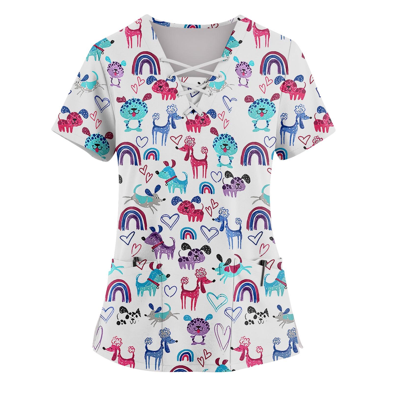 

Женский топ с короткими рукавами, V-образным вырезом, цветочным принтом и карманом XL белый