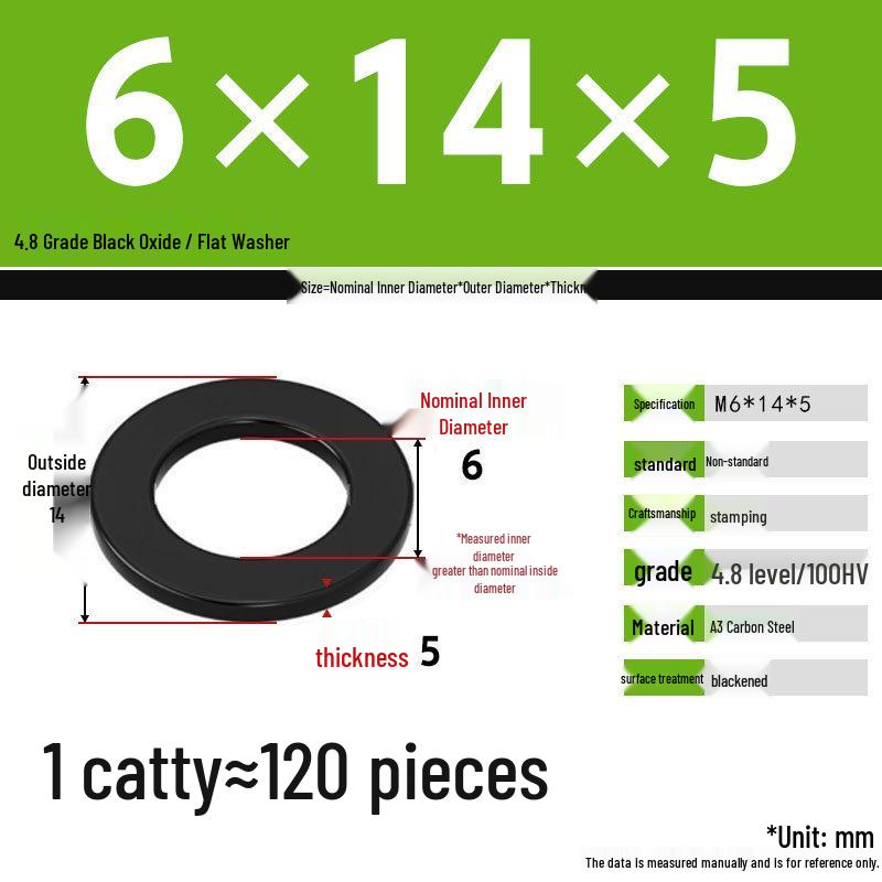 Blackened Enlarged Thickened Metal Washer - M3-M42