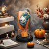 Yousheng LED Clear Dome Pumpkin Night Light Halloween Light-up Pumpkin In Cloche with Artificial Flower for Home Kitchen Mantel Party Decor