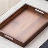 A25F-Large Size Rectangular Bamboo Wood Tea Display Tray Handle In Plate Walnut Color For Home Use Japanese Cup Storage Set 35*2