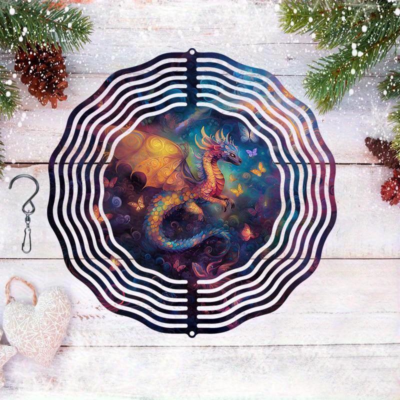 10 Zoll Hängender Windspinner mit 360-Grad-Haken für Balkon-Gartendekoration Frühling Sommer AußendekorationMetall-Windspiele für Heimdekoration