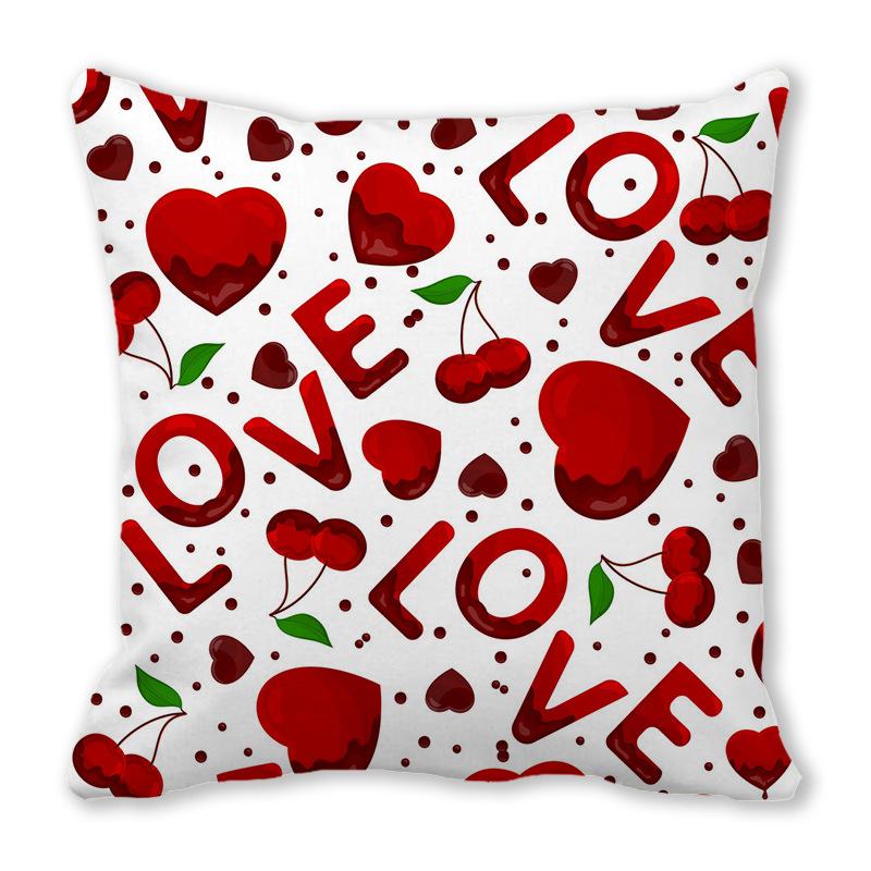 Home Decor Red Heart Patterns: Love themed Pillow Covers Pattern Cushion Cover Suitable for Sofa Bedroom Car Pillow Cover