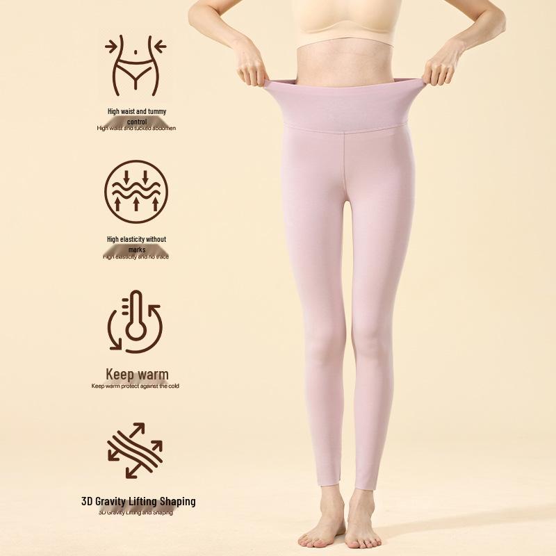 Lyocell Fleece Thermal Yoga Pants - Seamless, High Waist, Tummy Control, Hip-Lifting Leggings for Fitness.
