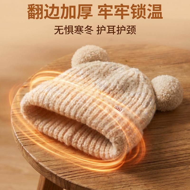 Cute Bear Ear Wool Hat, Windproof and Warm Hat In Autumn and Winter, Women's Soft Waxy Skin-friendly Age-reducing Knitted Hat