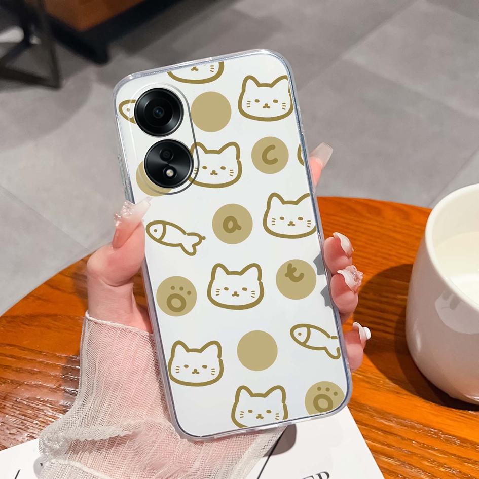 Carcasă nouă pentru Oppo A58 A57 A57S A57e A77 A77S A78 A79 A98 A38 A2 F23 K11 4G 5G Model animal drăguț din silicon transparent anti-alunecare Carcasă durabilă pentru Oppo Capa