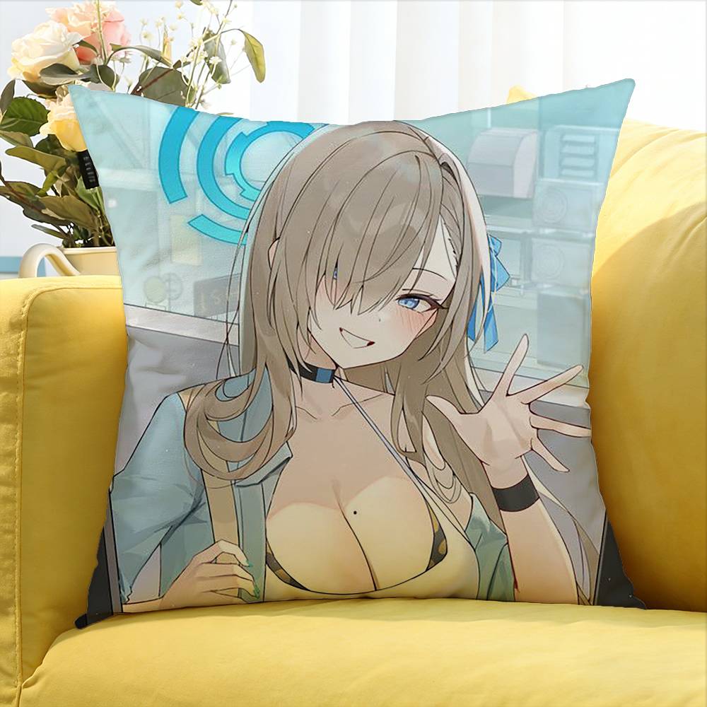 Ichinose Asuna Blue Archive   Various Sizes Square Pillow Case For Car Home Bedchamber Decor