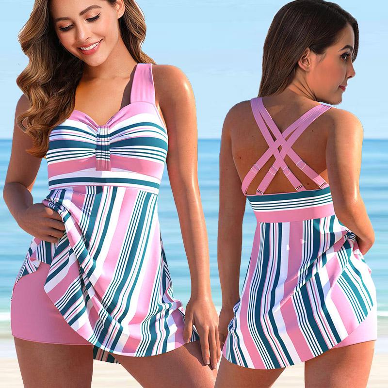 Neu Damen Bademode Tankini 2 Stück Normalen Badeanzug Hohe Taille Floral Blau Padded Strap Badeanzüge Sport Urlaub Sexy