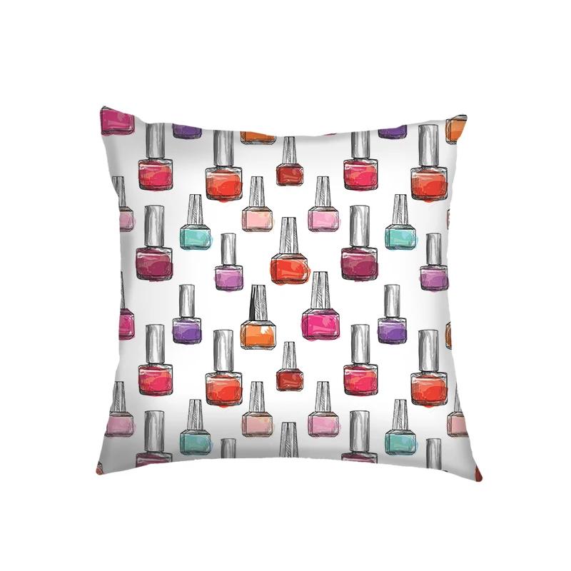 

Beautiful Nail Polish Double-side Print Cushion Covers Manicure Pillowcase Home Decor for Living Room Sofa Bedroom Pillow Cover 12x12Inch