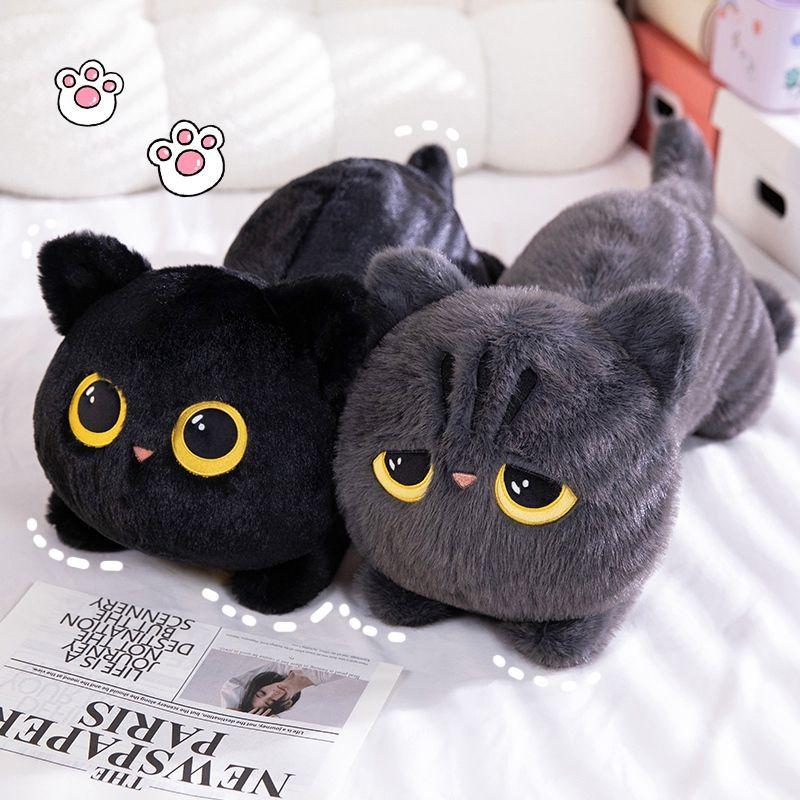 Cute Cat Doll Black Cat Doll Plush Toy Gray Cat Doll Throw Pillow Girl Doll Birthday Gift