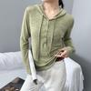 Women's Slimming High Elasticity Knitted Hoodie - Autumn/Winter Style, Warm Long Sleeve Casual Top