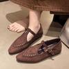 French British style versatile women's shoes suede Mary Jane shoes 2025 autumn soft-soled shoes retro single shoes flat shoes