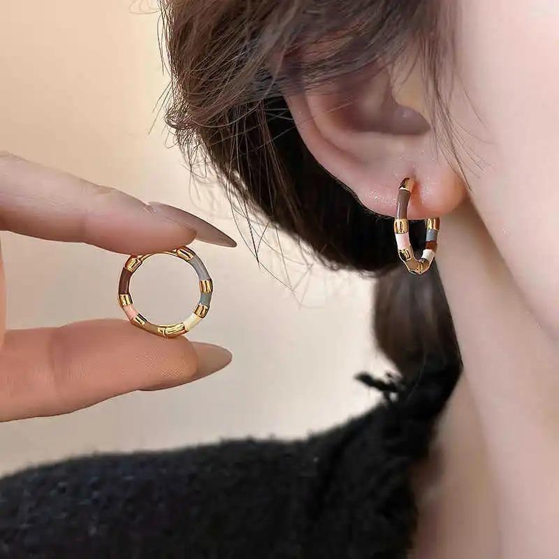 Retro Trend Colorful Geometric Drop Female Earrings Niche Personality Design Fashion Holiday Party Accessories Jewelry Gifts