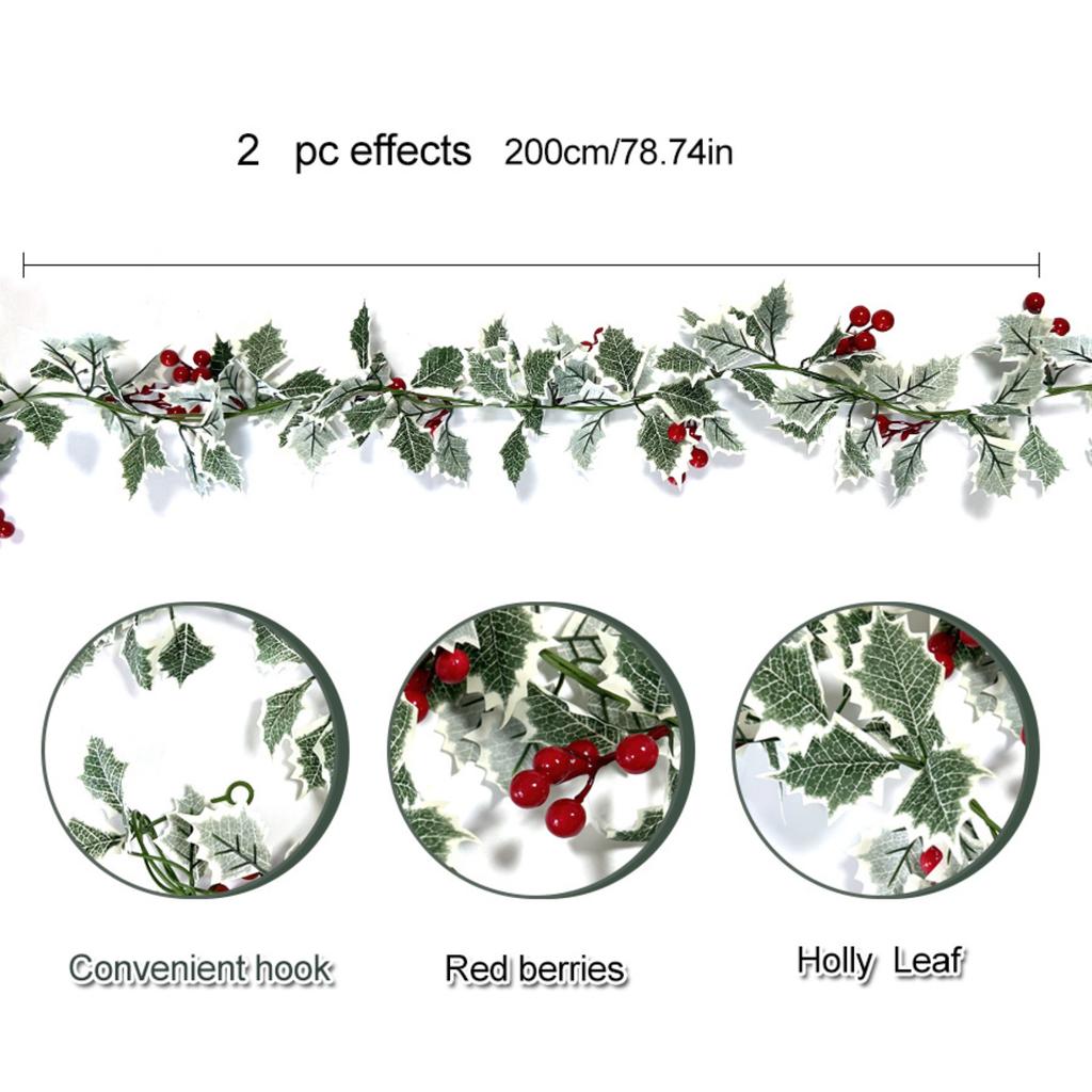 Julgirlang 2 st 2M Konstgjord Kristusbuske Röd Bärdesign Festlig Högtid Inomhus Utomhus Juldekoration Tillbehör