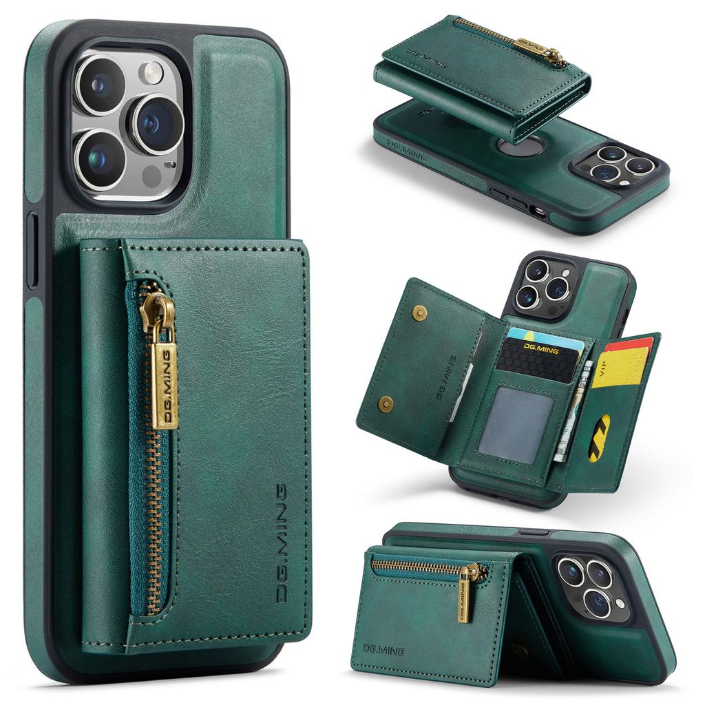 DG.MING M5 Series For iPhone 16 Pro Case Detachable Magnetic Leather Phone Cover with Card Slots