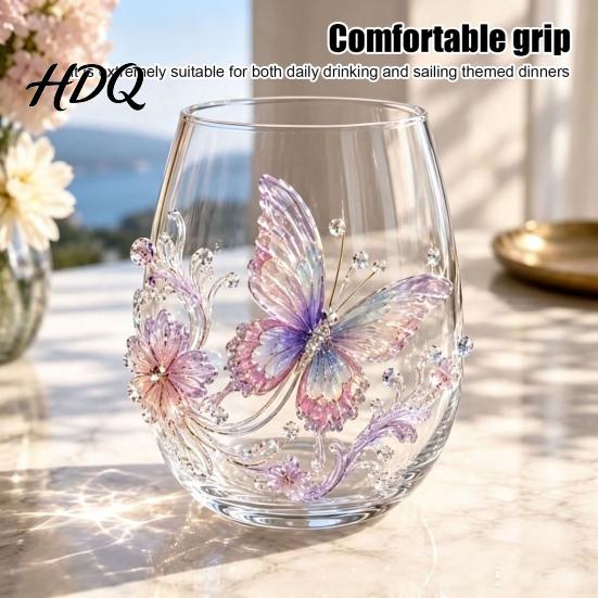 Luxury Decorative Glass 3D Animal Stemless Wine Glass Ocean Inspired Details Elegant Clear Gifts Cup Durable Drinkware for Home Kitchen And