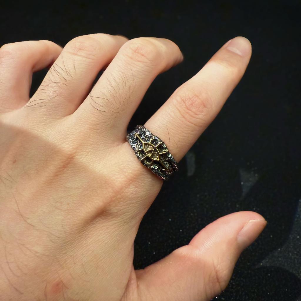 Retro The 13th Black Crusade Adjustable Open Ring For Men Punk Gothic Edgy Copper Jewelry Warhammer 40K Accessories Gift for Him