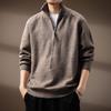 Premium American Style Men's Half-High Collar Knit Sweater - Warm, Anti-Pilling, Plus Size, Long Zipper.
