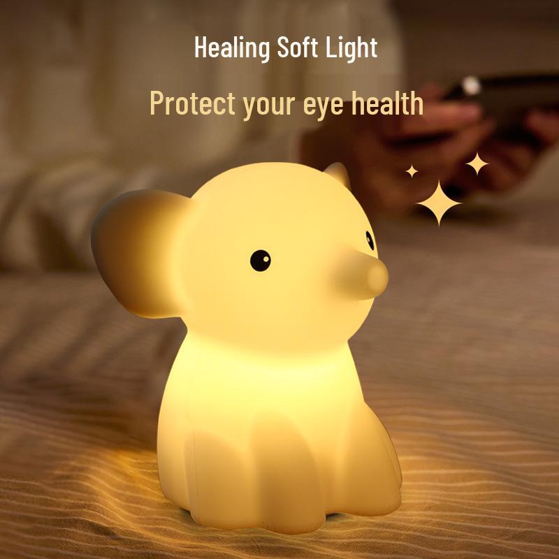 Little Elephant Silicone LED Night Light - Cute Cartoon Sleep Companion for Children's Bedrooms