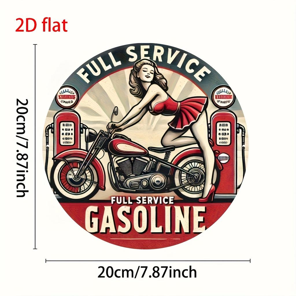 Vintage Motorcycle 8x8 Inch Round Aluminum Wall Art