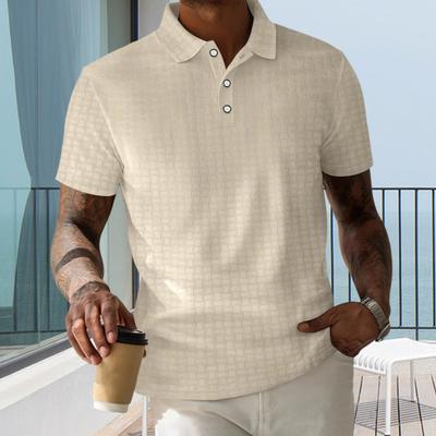 Men's Corduroy Lapel T-shirt Short Sleeve Button Collar Casual Top Pullover Summer Solid Color Tee for Daily Wear Sports Street