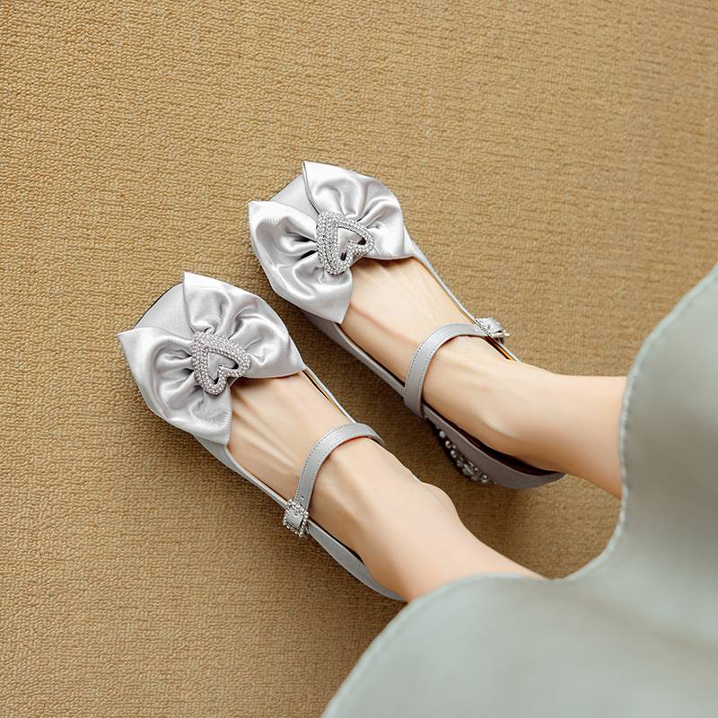 Krazing Pot Sheepskin Stain Summer Size 40 Crystal Med Heels Butterfly-knot Oriental Design Square Toe Elegant Wedding Pumps