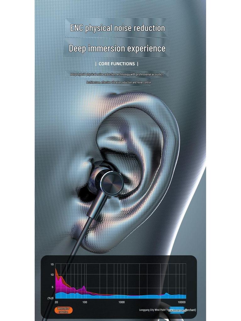 Deep Bass Bluetooth In-Ear Neckband Earphones: Long Battery, Noise Reduction, Waterproof for Sports & Gaming