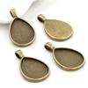 10pcs 18x25mm Inner Size Antique Bronze Silver Plated Drop Style Cameo Cabochon Base Setting Charms Pendant necklace findings